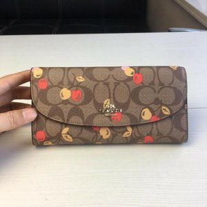 Coach Cherry Signature Slim Envelope Wallet Khaki Multi F31562